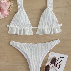White ruffle bikini